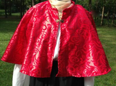 Steampunk Victorial Red Satin Capelet