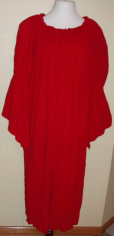Red Gauze Cotton Chemise with full Bell sleeves