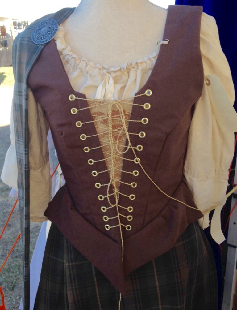 Brown 18th Century Bodice With Stomacher Time Period Clothing