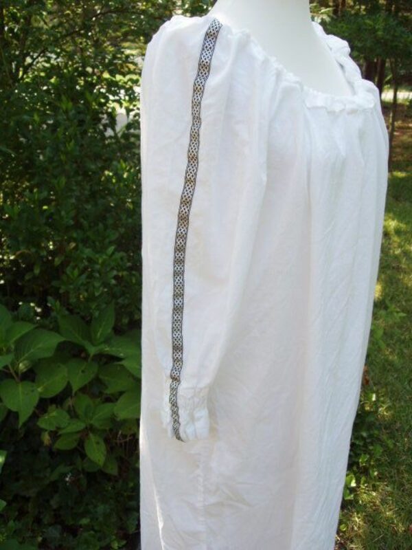 Long White Chemise with Celtic Trim – Time-Period Clothing