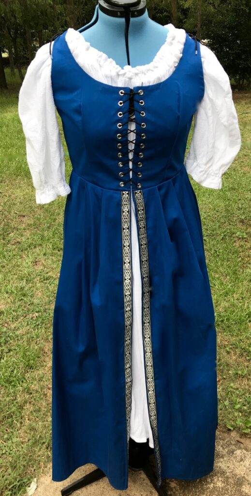 Irish Overdress in Royal Blue Cotton Twill Small – Time-Period Clothing